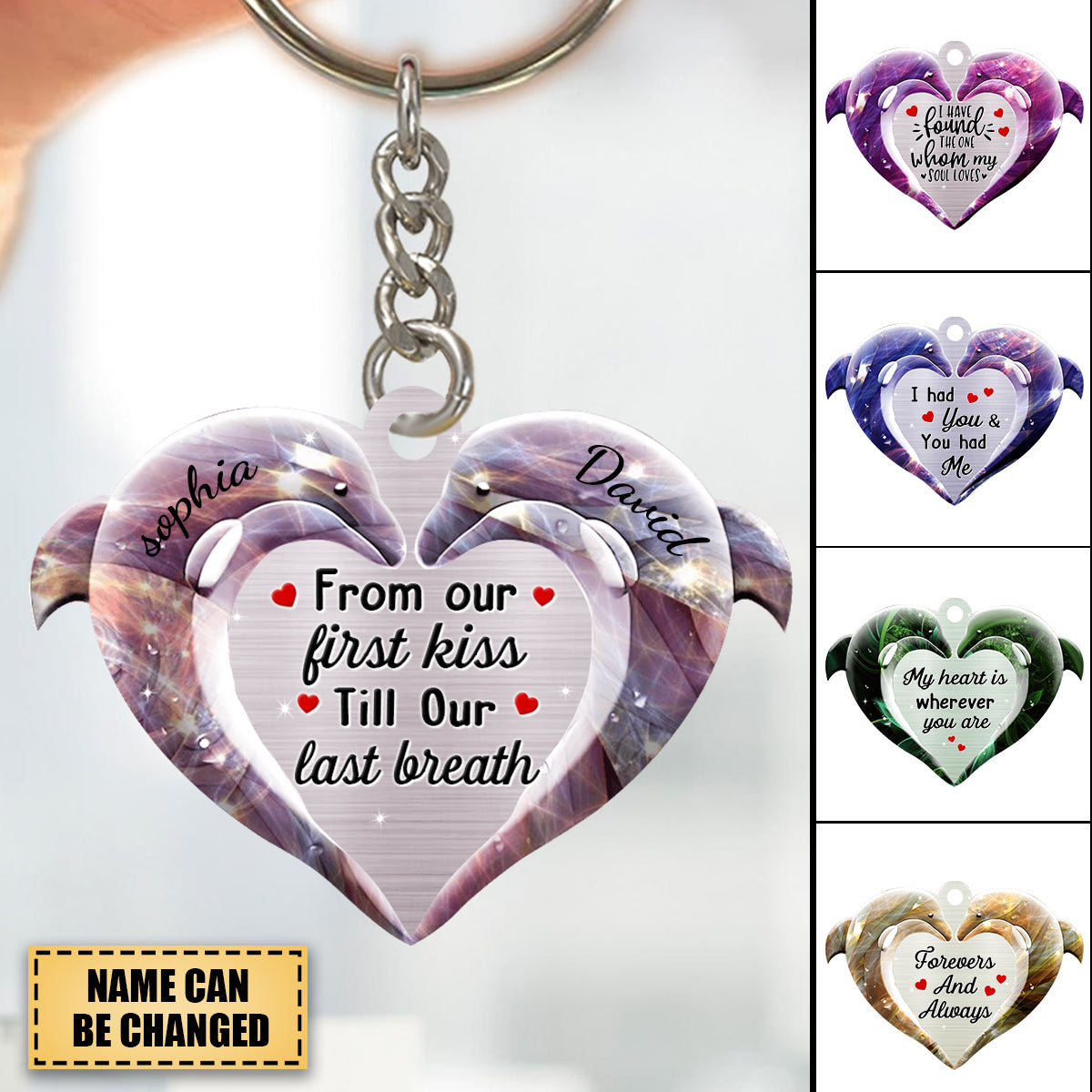 Two Souls One Heart Personalized Couples Key Chain