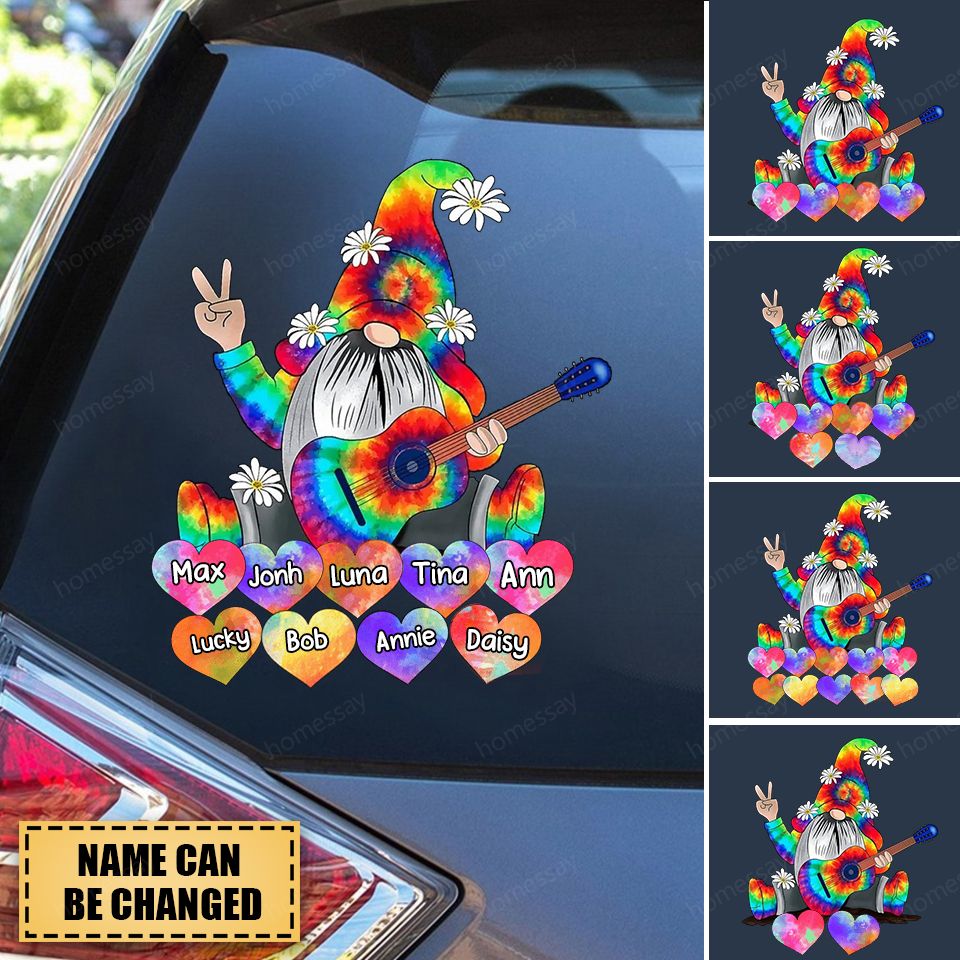 Personalized Beautiful Colorful Heart Gnome Decal