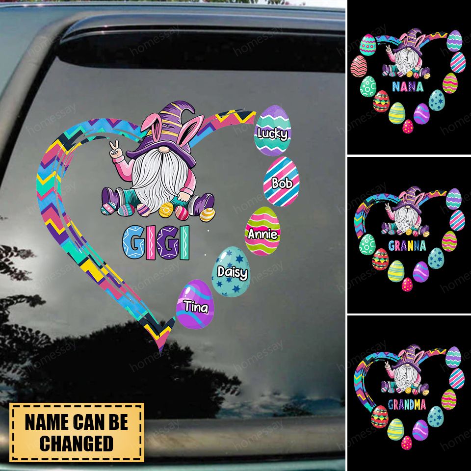 Personalized Nana Mimi Grandma Gnome Heart Decal